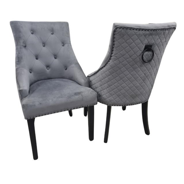 Bentley Black Leg Dining Chair – Available in Sets of 2, 4, or 6 - DARK GREY / 2