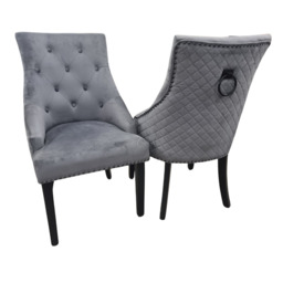 Bentley Black Leg Dining Chair – Available in Sets of 2, 4, or 6 - DARK GREY / 2