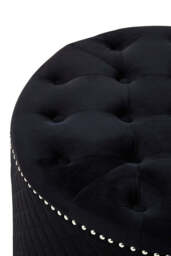 Ivory Round Ottoman – Black Velvet - thumbnail 3