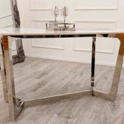Lucien 1.6 Chrome Dining Table with Polar White Sintered Stone Top - thumbnail 2