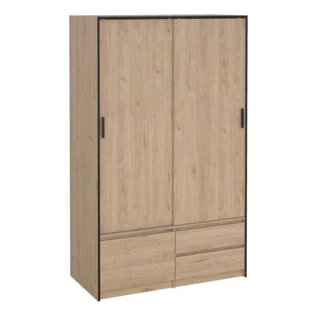 Line Wardrobe – Sliding Wardrobe with 2 Sliding Doors, 1 Small Door & 2 Drawers in Jackson Hickory Oak - image 1