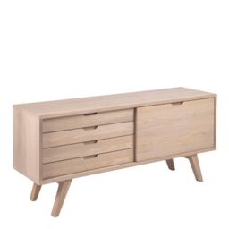A-Line Sideboard with 4 Drawers and Sliding Door in White Oak - thumbnail 1