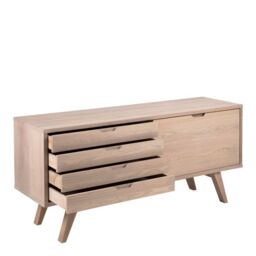 A-Line Sideboard with 4 Drawers and Sliding Door in White Oak - thumbnail 3