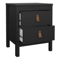 Barcelona Package - Bedside Table 2 Drawers + Chest 5 Drawers + Wardrobe with 2 Doors in Matt Black - thumbnail 3