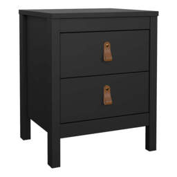 Barcelona Package - Bedside Table 2 Drawers + Chest 5 Drawers + Wardrobe with 2 Doors in Matt Black - thumbnail 2