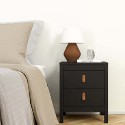 Barcelona Package - Bedside Table 2 Drawers + Chest 5 Drawers + Wardrobe with 2 Doors in Matt Black - thumbnail 4