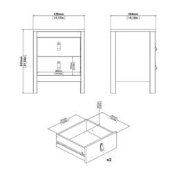 Barcelona Package - Bedside Table 2 Drawers + Chest 5 Drawers + Wardrobe with 2 Doors in Matt Black - thumbnail 5