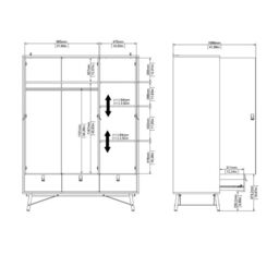 Ry 3 Door 3 Drawer Wardrobe in Matt Black Walnut – Modern Bedroom Storage - thumbnail 5