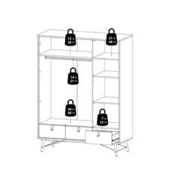 Ry 3 Door 3 Drawer Wardrobe in Matt Black Walnut – Modern Bedroom Storage - thumbnail 6