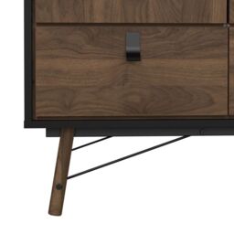 Ry 3 Door 3 Drawer Wardrobe in Matt Black Walnut – Modern Bedroom Storage - thumbnail 2