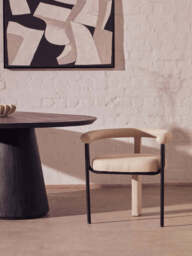 Forma Texture Fabric Dining Chair with Black Iron Frame - thumbnail 2