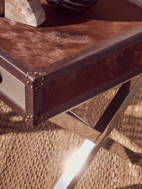 Vireo Townhouse One Drawer Table – Genuine Cowhide - image 1