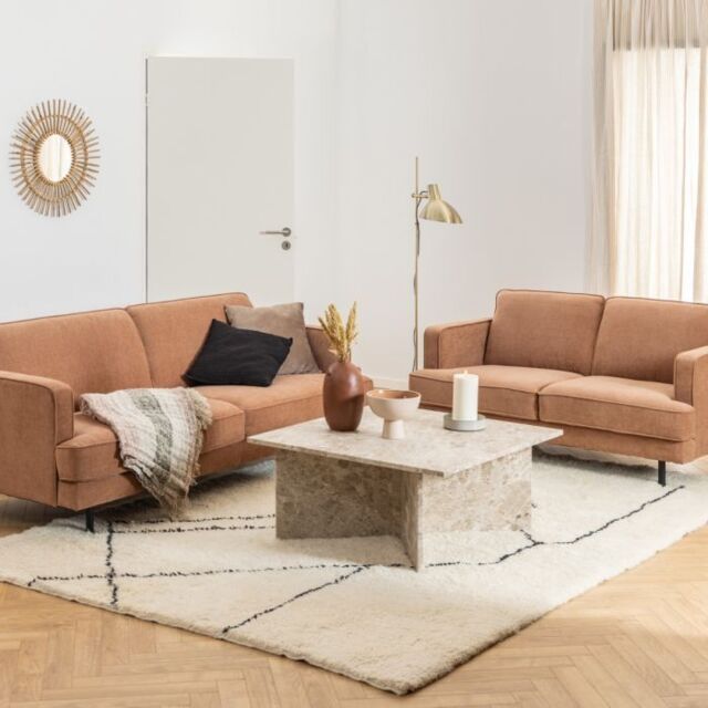 Vega Square Coffee Table with Brown Marble Top 90cm - image 1