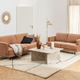 Vega Square Coffee Table with Brown Marble Top 90cm - thumbnail 1