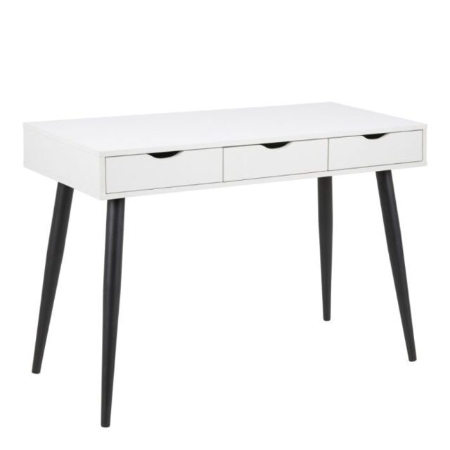 Neptun White Office Desk with 3 Drawers and Black Legs – Modern Workstation - image 1