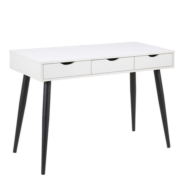 Neptun 3 Drawer Office Desk in White with Black Legs - image 1