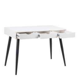 Neptun White Office Desk with 3 Drawers and Black Legs – Modern Workstation - thumbnail 3