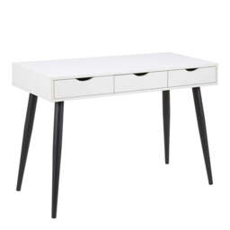 Neptun 3 Drawer Office Desk in White with Black Legs - thumbnail 1