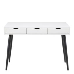 Neptun White Office Desk with 3 Drawers and Black Legs – Modern Workstation - thumbnail 2