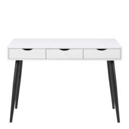 Neptun 3 Drawer Office Desk in White with Black Legs - thumbnail 2