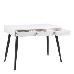 Neptun 3 Drawer Office Desk in White with Black Legs - thumbnail 3