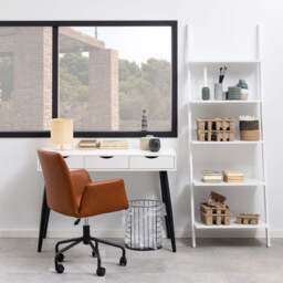 Neptun 3 Drawer Office Desk in White with Black Legs - thumbnail 4