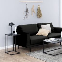 Seaford Black Metal Side Table with Black Top - thumbnail 3
