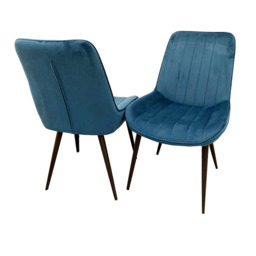 Dido Velvet Dining Chair “ Available in Sets of 2, 4, or 6 - Navy Blue / 2
