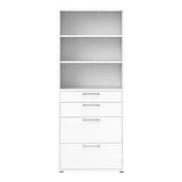 Bookcase with 2 Shelves, 2 Drawers & 2 File Drawers in White – Prima Collection - thumbnail 4