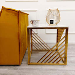 Azure Gold Lamp Table with Polar White Sintered Top - thumbnail 4