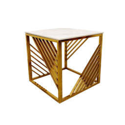 Azure Gold Lamp Table with Polar White Sintered Top - thumbnail 1