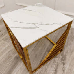 Azure Gold Lamp Table with Polar White Sintered Top - thumbnail 3