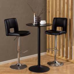 Ibiza Tall Round Bar Table with Black Ash Top and Matt Black Base - thumbnail 4