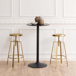 Ibiza Tall Round Bar Table with Black Ash Top and Matt Black Base - thumbnail 2
