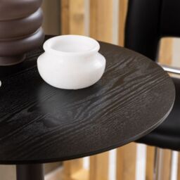 Ibiza Tall Round Bar Table with Black Ash Top and Matt Black Base - thumbnail 4