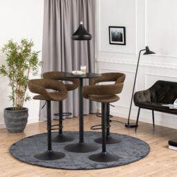 Ibiza Tall Round Bar Table with Black Ash Top and Matt Black Base - thumbnail 3
