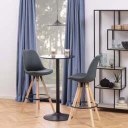 Ibiza Tall Round Bar Table with Black Ash Top and Matt Black Base - thumbnail 5