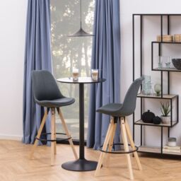 Ibiza Tall Round Bar Table with Black Ash Top and Matt Black Base - thumbnail 5