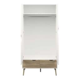 Oslo Wardrobe 2 Doors 2 Drawers in White and Oak - thumbnail 5