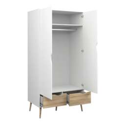 Oslo Wardrobe 2 Doors 2 Drawers in White and Oak - thumbnail 4