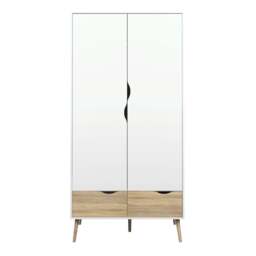 Oslo Wardrobe 2 Doors 2 Drawers in White and Oak - thumbnail 2