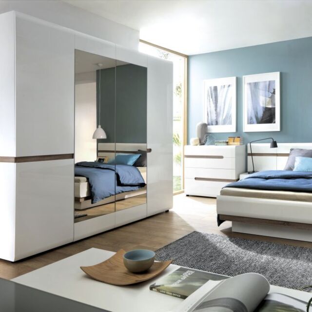 Chelsea Bedroom 4 Drawer Chest in White with a Truffle Oak Trim - image 1
