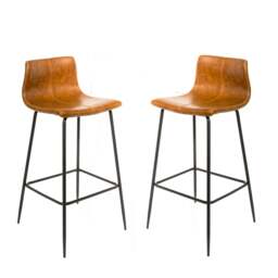 Kavira Barstool Vegan Leather Tan SET OF 2 - thumbnail 4