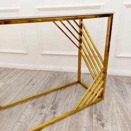 Azure Gold Console Table with Polar White Sintered Stone Top – Elegant Modern Luxury - thumbnail 2