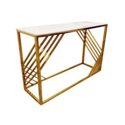 Azure Gold Console Table with Polar White Sintered Stone Top – Elegant Modern Luxury - thumbnail 1