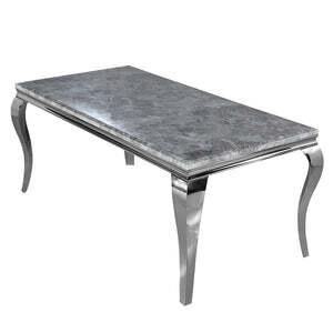 Louis Chrome Dining Table – Modern Luxury with Polished Elegance - Light Grey Marble / 1 M - image 1