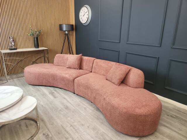 Miami Curved Cinema Bouclé Sofa - Blush