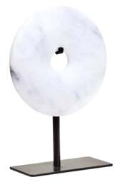 15cm Extra Sculpture Grey Marble Dia Calvion Disc Round Small - thumbnail 6