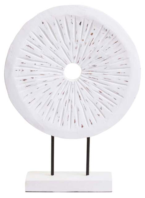 Harbour Distressed Sculpture White Round Carved Large Wood - image 1
