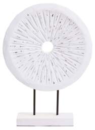 Harbour Distressed Sculpture White Round Carved Large Wood - thumbnail 1